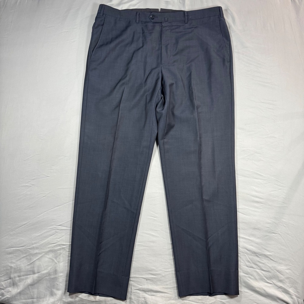Ermenegildo Zegna Mens 40R 100% Wool Dress Pants Navy Flat Front Straight Leg